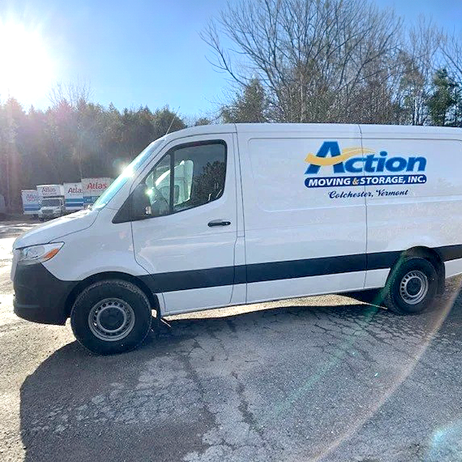 White moving and storage van