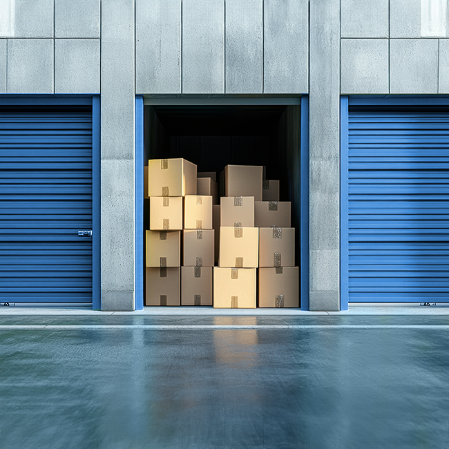 Storage unit with stacked boxes